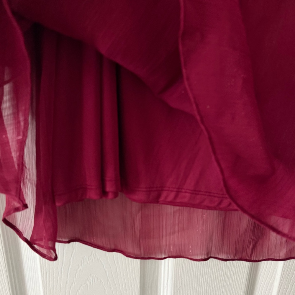 LC Lauren Conrad Maroon Shimmery Sheer Lined Blouse 🔮 Size 3X 🔮 NEW WITH TAGS - Picture 6 of 7